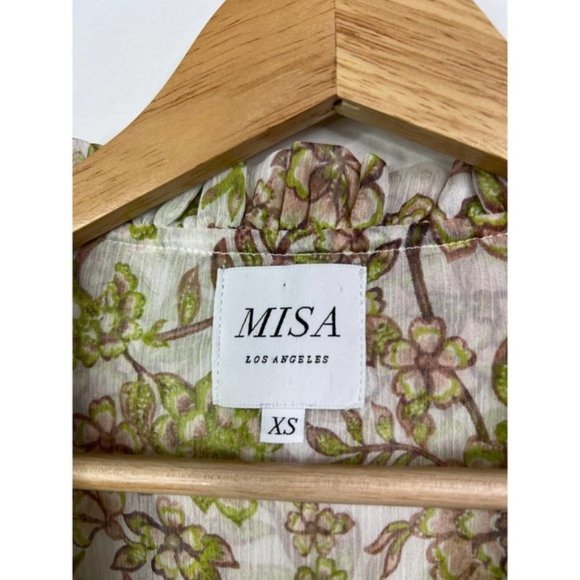 Misa Ruffle Drawstring Neck Elastic Waist Mini Dress Women's Green Size: XS NWOT - Picture 5 of 9